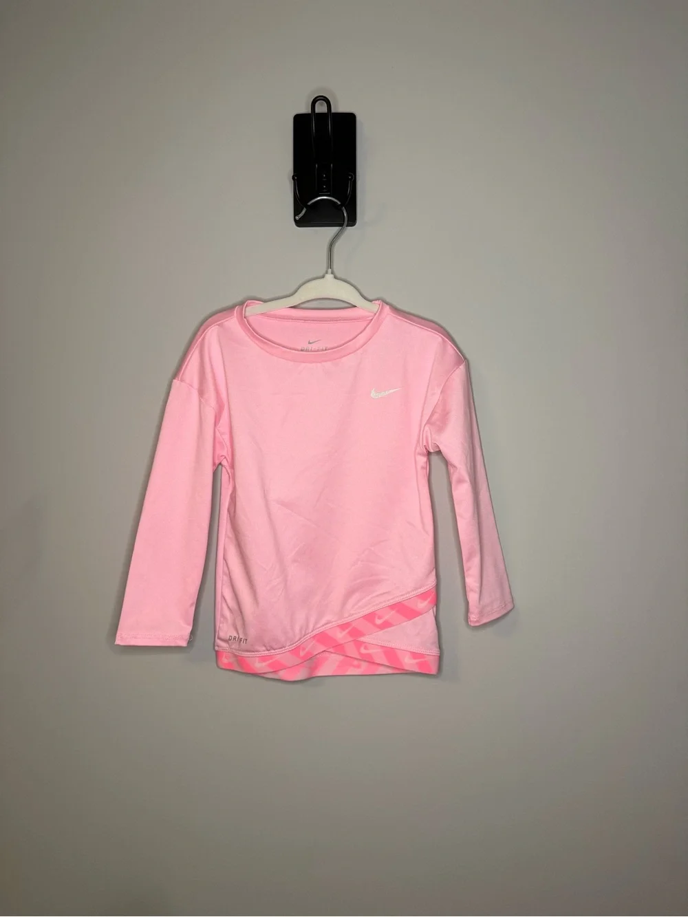 Nike Dri-FIT Girls/Toddler Long-Sleeve Crossover Tunic/Active Top Pink Size 24M